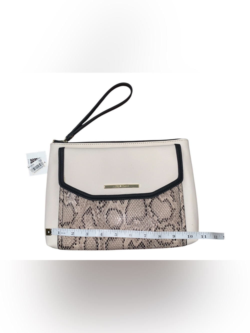 Beige Snake-Print Wristlet Clutch Anne Klein